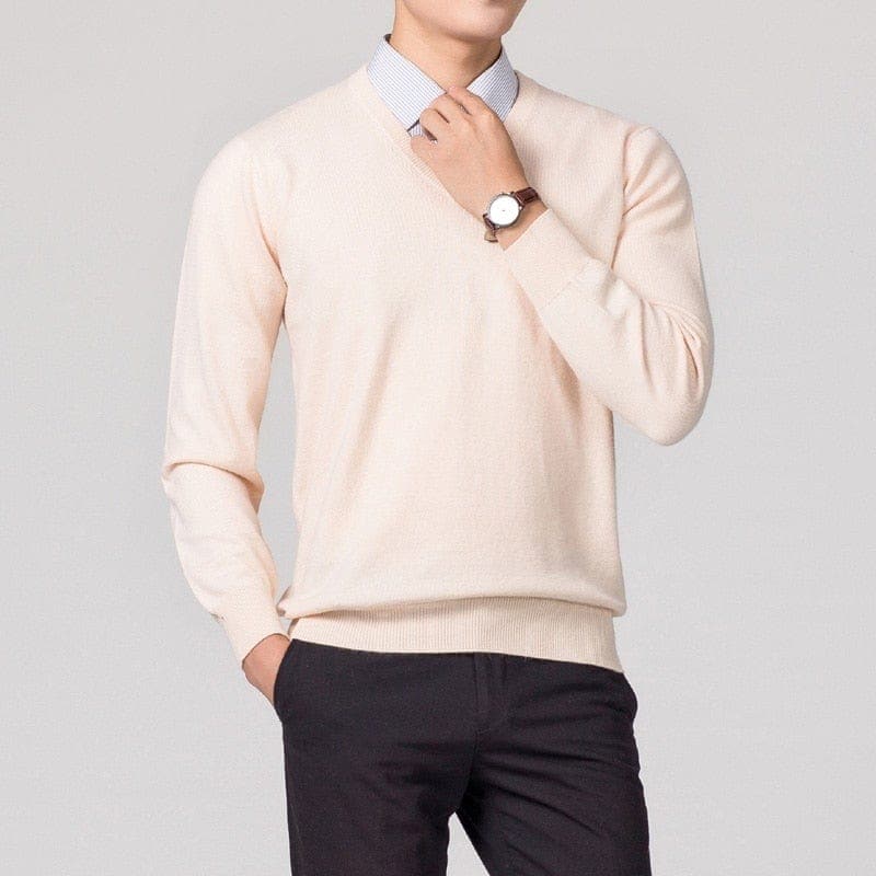 Pull Homme en Cachemire avec Col V – Luxueux, Confortable & Élégant