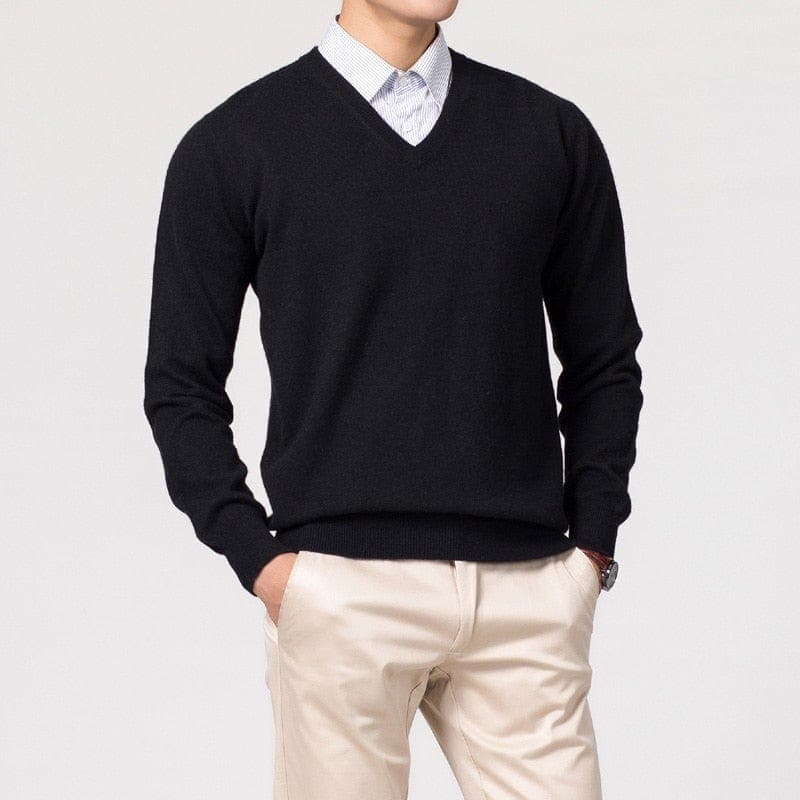 Pull Homme en Cachemire avec Col V – Luxueux, Confortable & Élégant