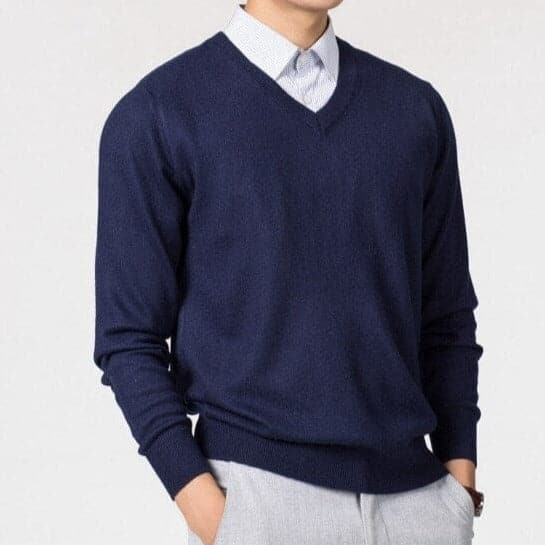 Pull Homme en Cachemire avec Col V – Luxueux, Confortable & Élégant