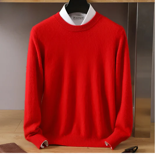 Pull Homme en Cachemire à Col Rond | Élégance et Confort Intemporel