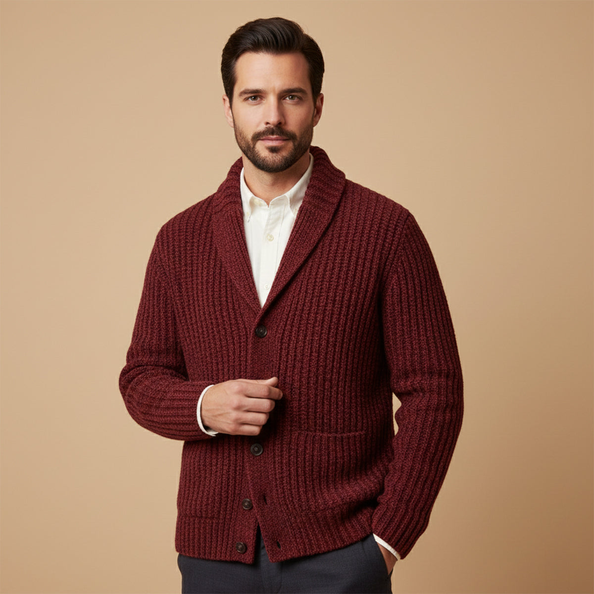 Cardigan structuré pour homme avec col à revers — élégance casual pour toutes saisons