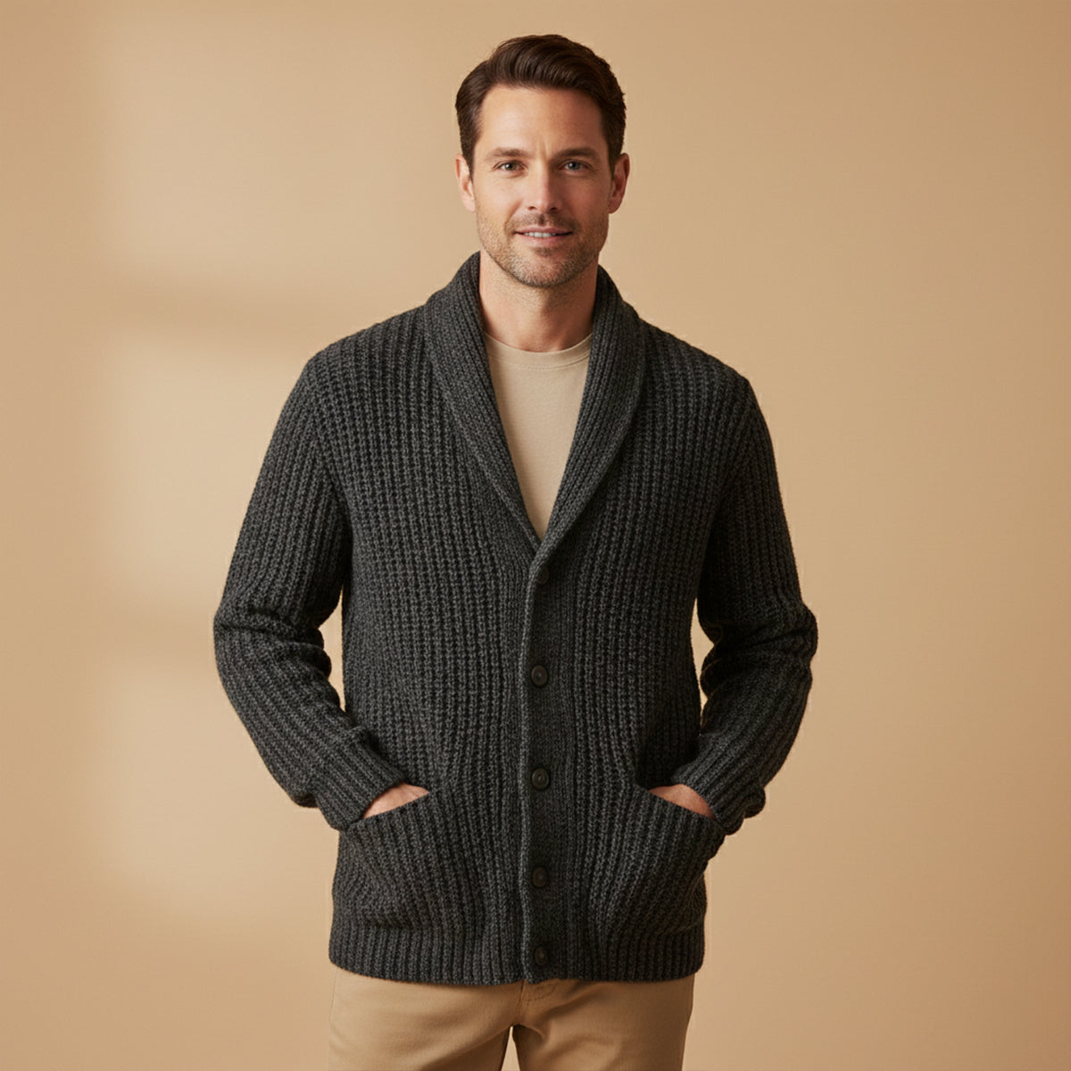 Cardigan structuré pour homme avec col à revers — élégance casual pour toutes saisons