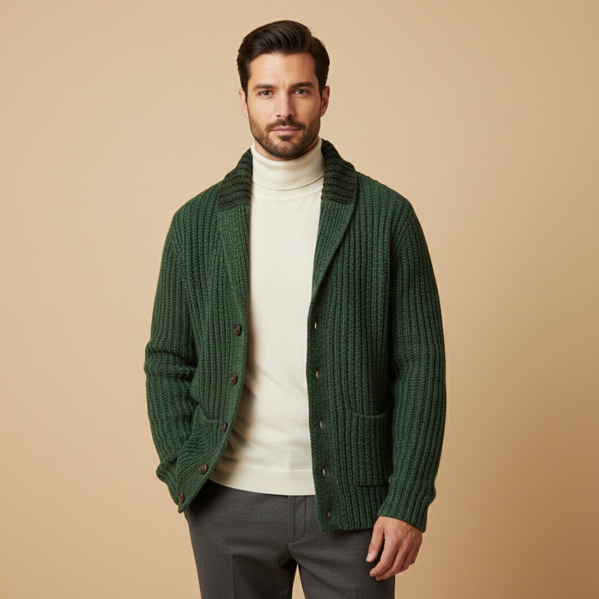 Cardigan structuré pour homme avec col à revers — élégance casual pour toutes saisons