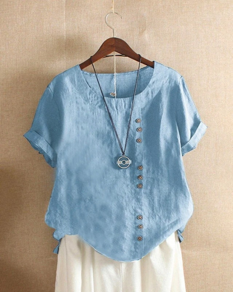 Blouse d’Été à Manches Courtes pour Femme – Style Léger pour le Quotidien