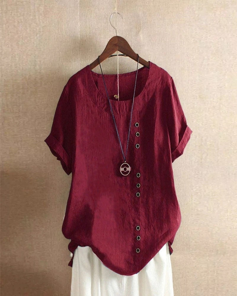 Blouse d’Été à Manches Courtes pour Femme – Style Léger pour le Quotidien