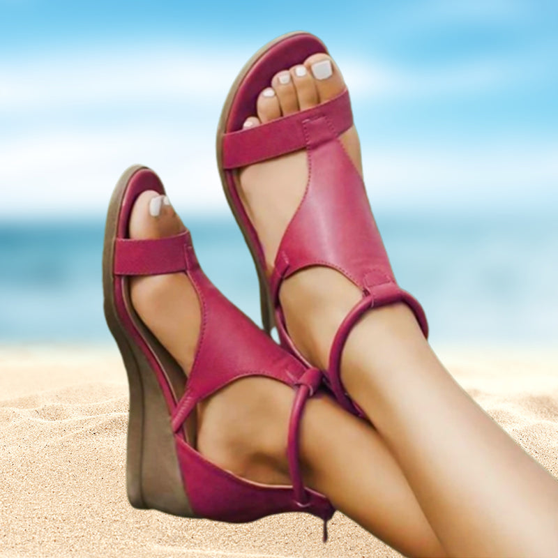 Sandales d’Été à Talon Compensé – Style Romain & Confort Élégant