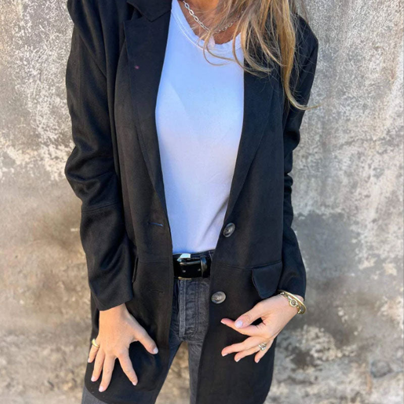 Eponine | Manteau Mi-Long Femme Col Revers Boutonné Classique