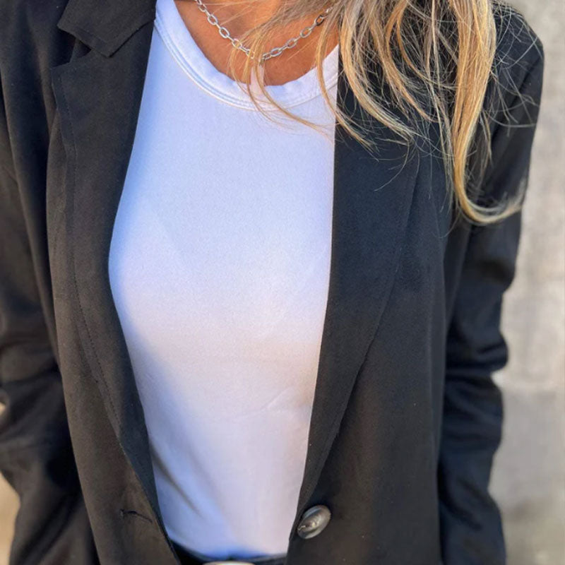 Eponine | Manteau Mi-Long Femme Col Revers Boutonné Classique