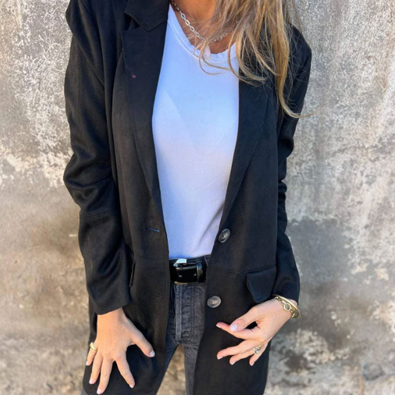 Eponine | Manteau Mi-Long Femme Col Revers Boutonné Classique