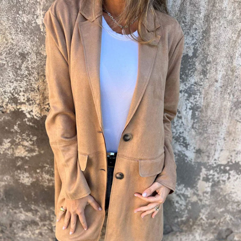 Eponine | Manteau Mi-Long Femme Col Revers Boutonné Classique