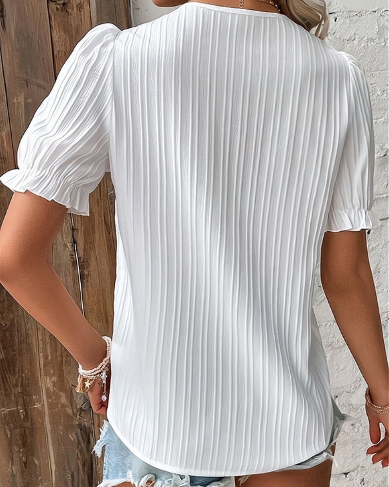 Blouse Structurée à Col V pour Femme – Silhouette Équilibrée et Élégante