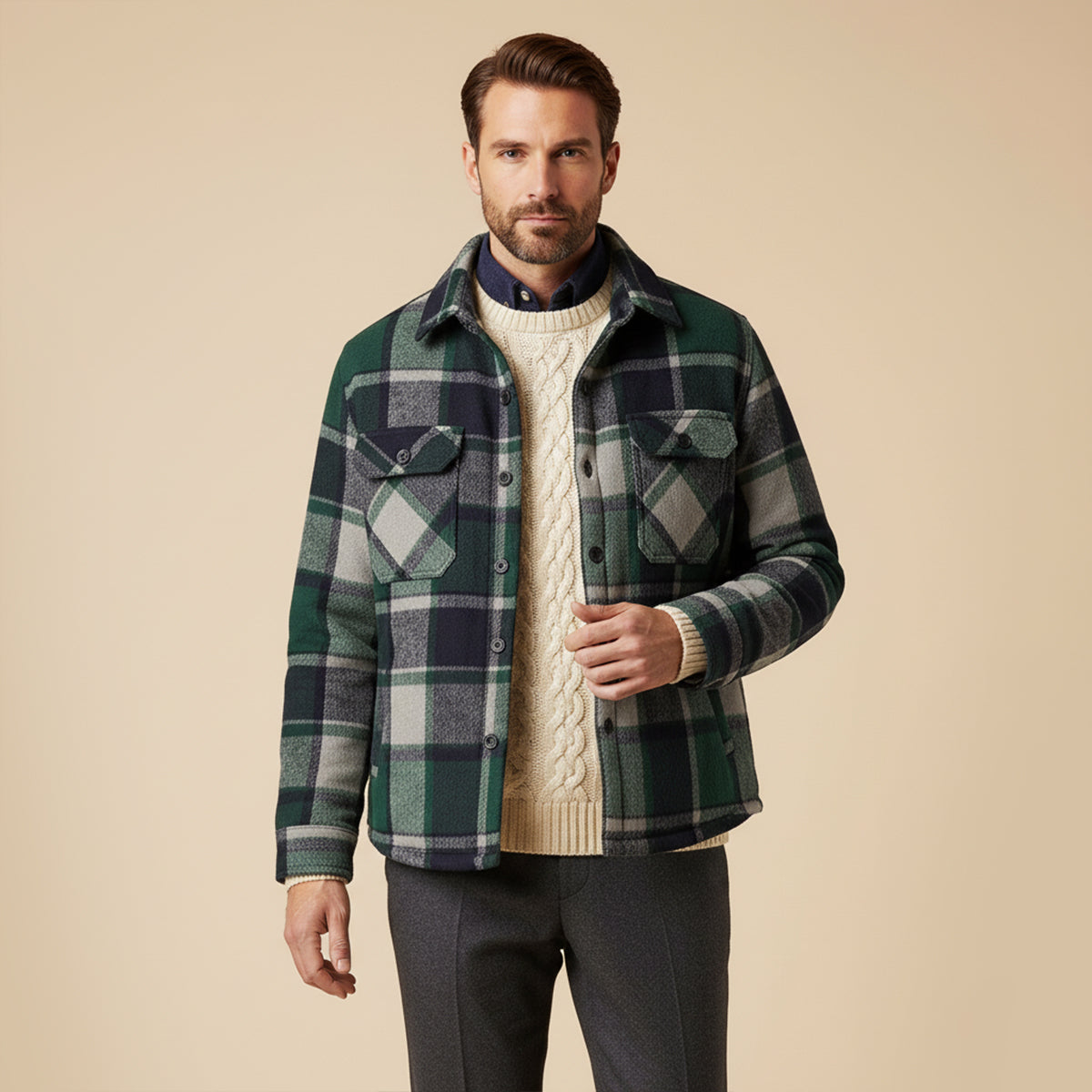 Surchemise Flannel Homme | Chemise à Carreaux Doublée Polaire Chaude