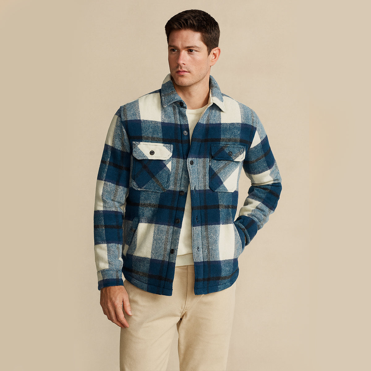Surchemise Flannel Homme | Chemise à Carreaux Doublée Polaire Chaude
