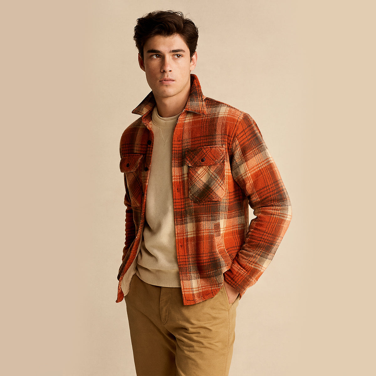 Surchemise Flannel Homme | Chemise à Carreaux Doublée Polaire Chaude