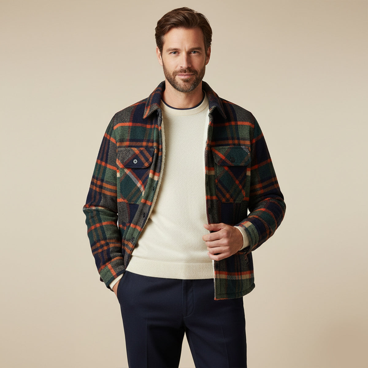 Surchemise Flannel Homme | Chemise à Carreaux Doublée Polaire Chaude