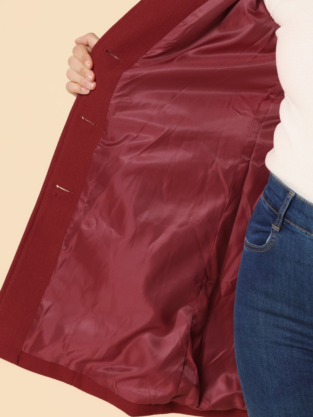 Manteau Femme Fit & Flare | Élégant avec Fermeture à Boutons et Taille Cintrée