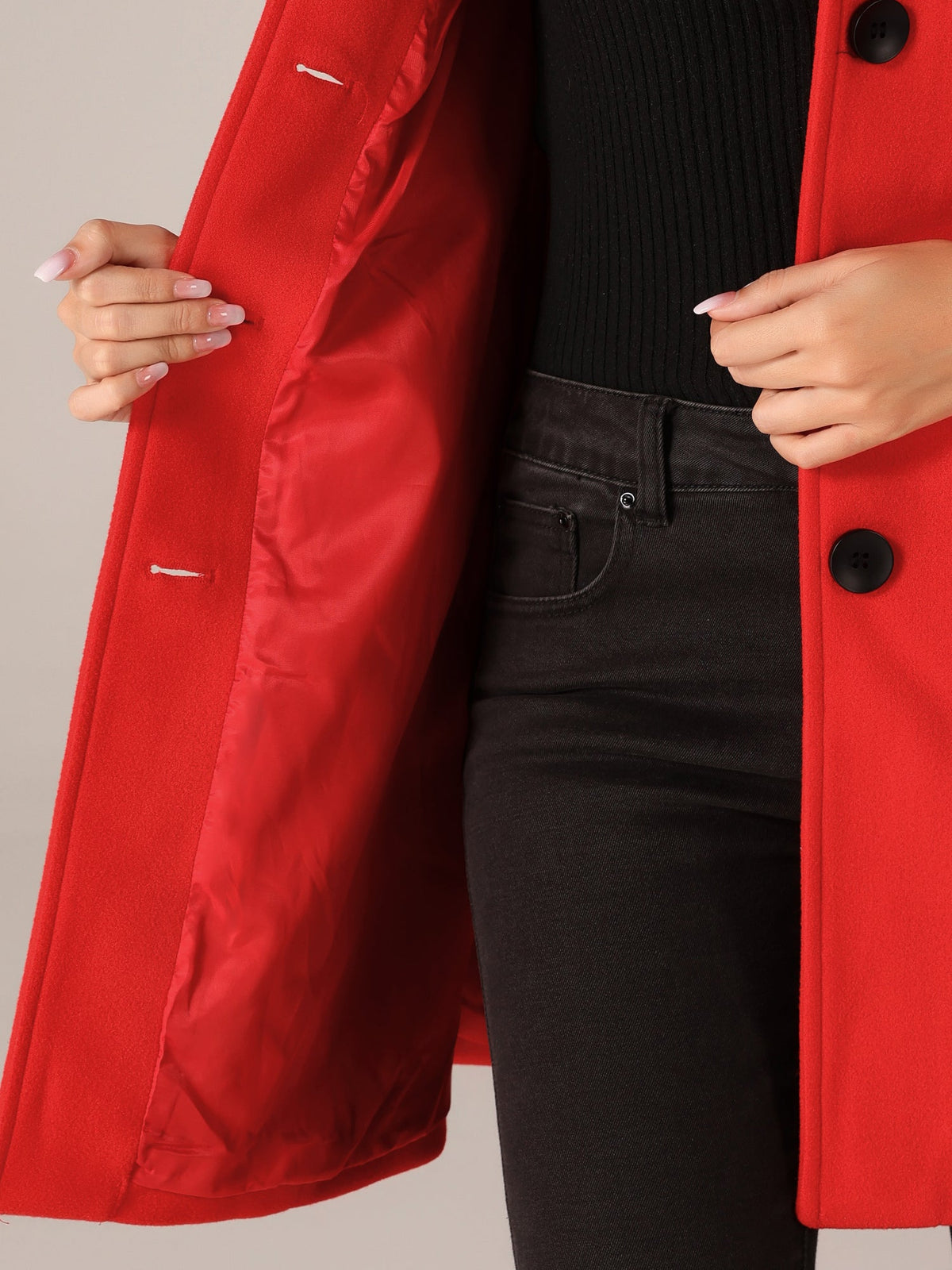 Manteau Femme Fit & Flare | Élégant avec Fermeture à Boutons et Taille Cintrée