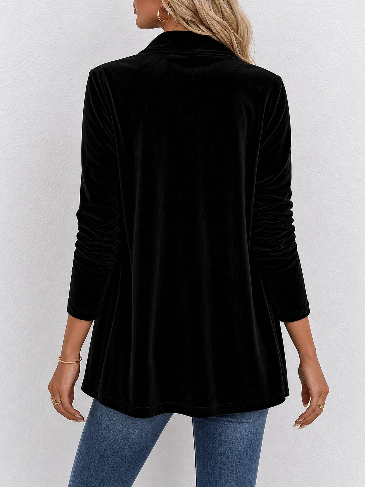 Gilet femme | Gilet en maille ouvert à revers larges et boutons décoratifs