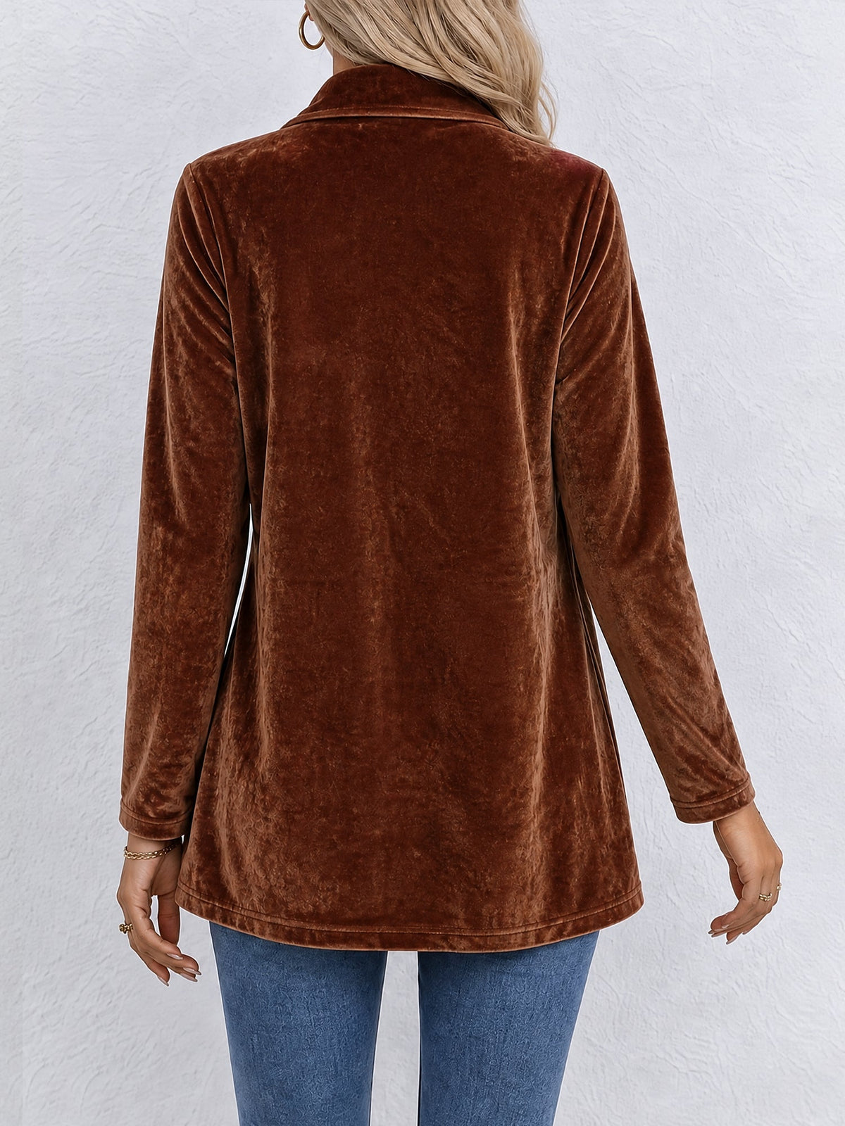 Gilet femme | Gilet en maille ouvert à revers larges et boutons décoratifs