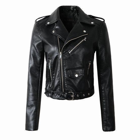 Rafaëlle | Veste Biker Femme Zip Asymétrique avec Ceinture et Poches Zippées