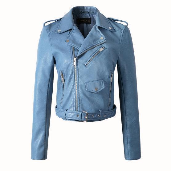 Rafaëlle | Veste Biker Femme Zip Asymétrique avec Ceinture et Poches Zippées