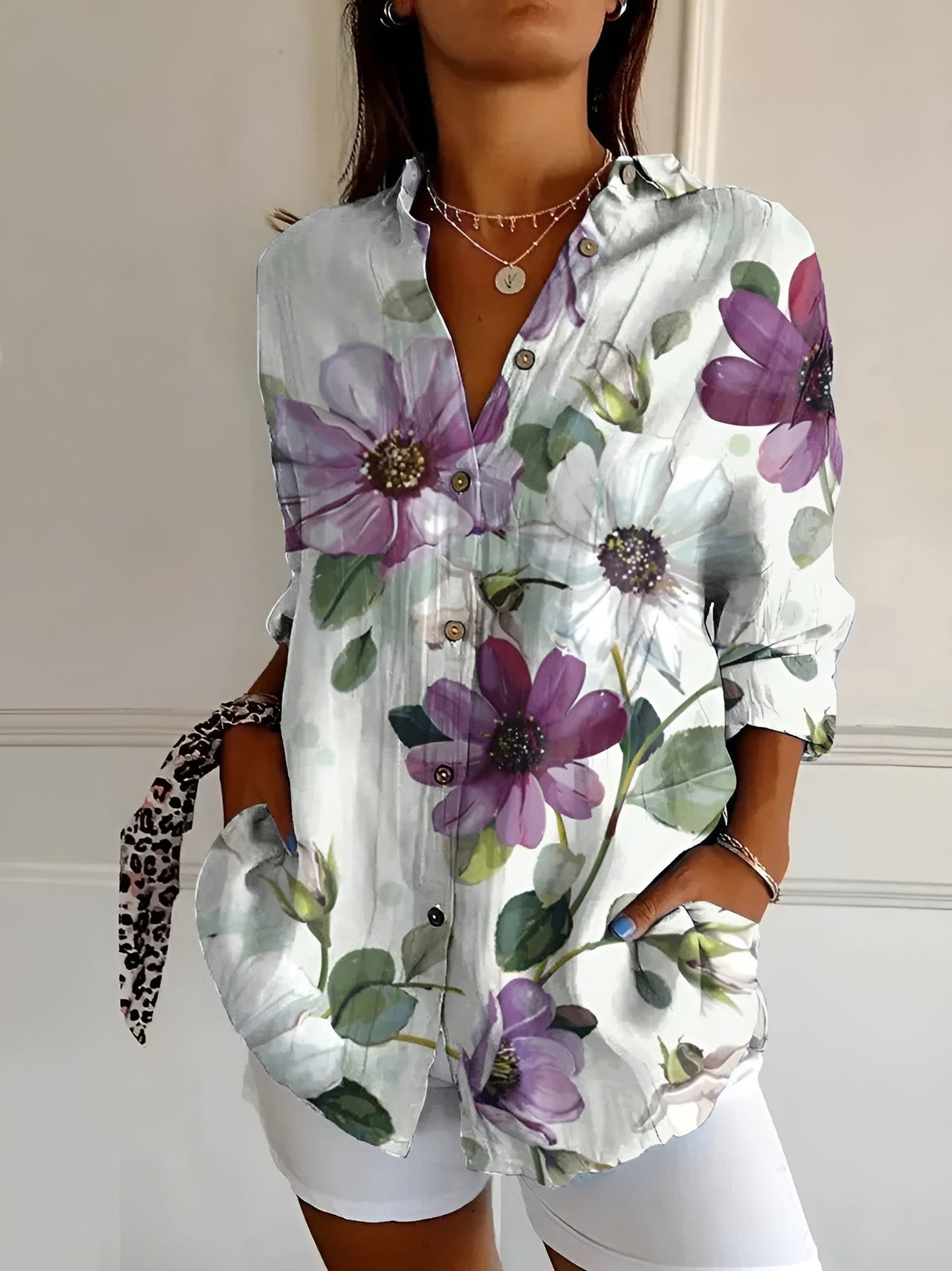Blouse Fleurie Élégante – Style Féminin & Confort Léger