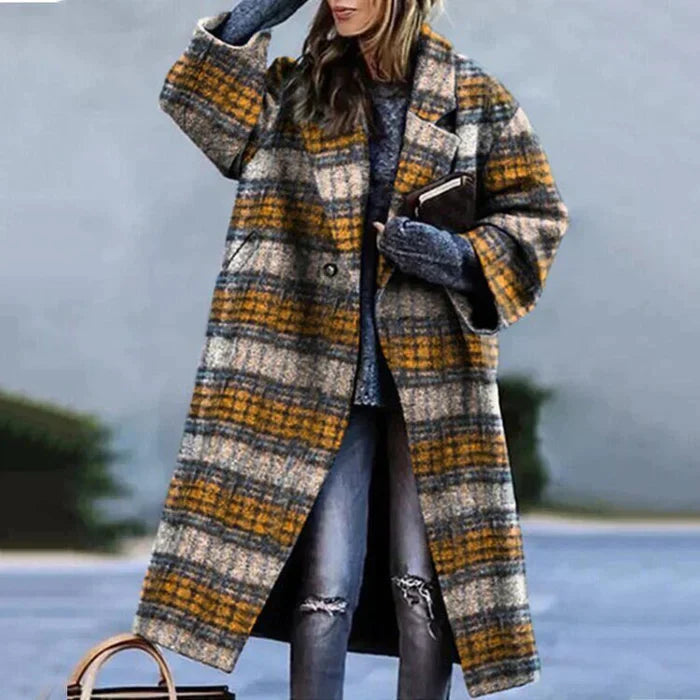Manteau Long Oversize à Carreaux Femme | Élégant, Confortable et Idéal pour l’Hiver