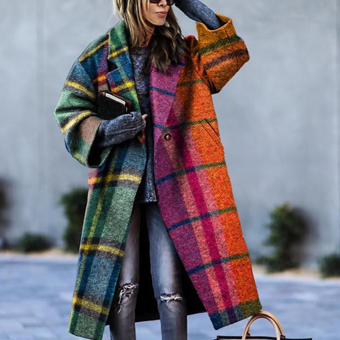 Manteau Long Oversize à Carreaux Femme | Élégant, Confortable et Idéal pour l’Hiver