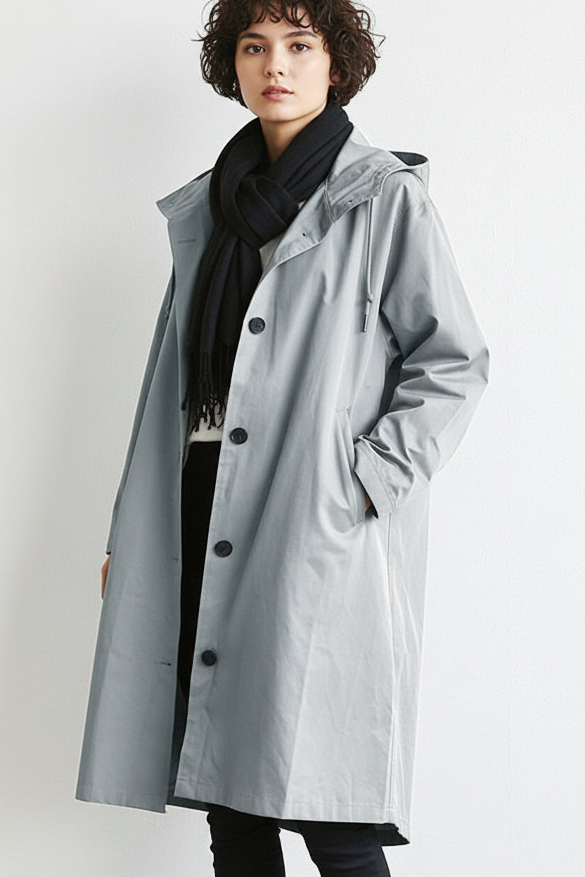 Manteau de pluie femme | Manteau long imperméable à capuche avec fermeture zippée pour les jours de pluie