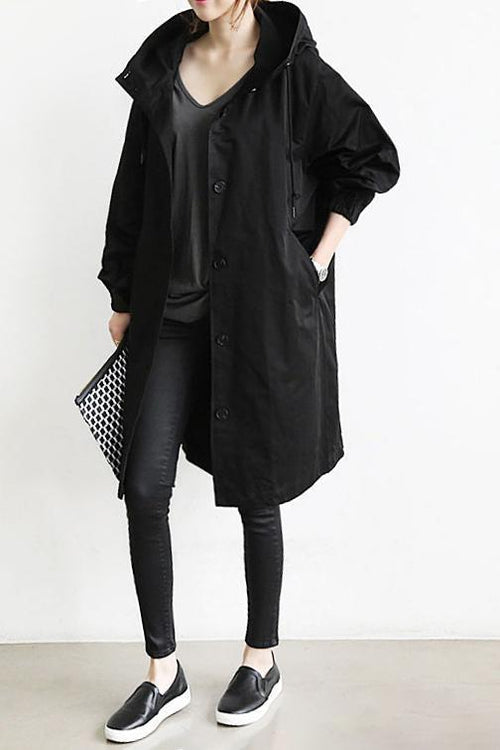 Manteau de pluie femme | Manteau long imperméable à capuche avec fermeture zippée pour les jours de pluie