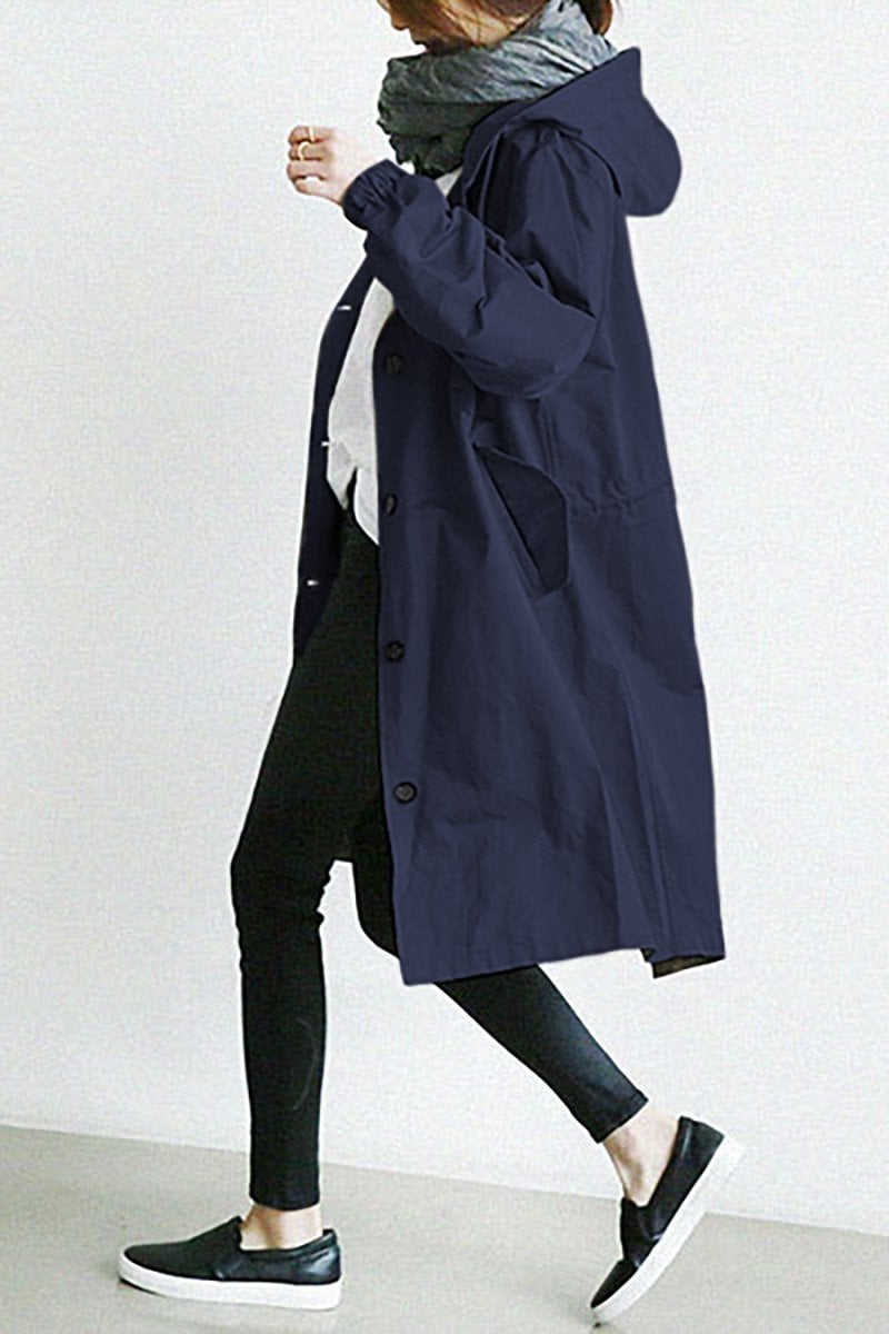 Manteau de pluie femme | Manteau long imperméable à capuche avec fermeture zippée pour les jours de pluie