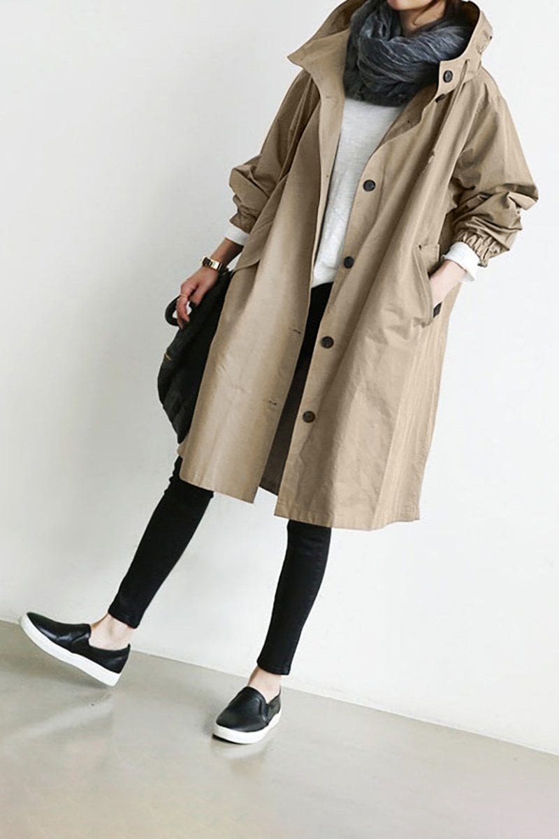 Manteau de pluie femme | Manteau long imperméable à capuche avec fermeture zippée pour les jours de pluie