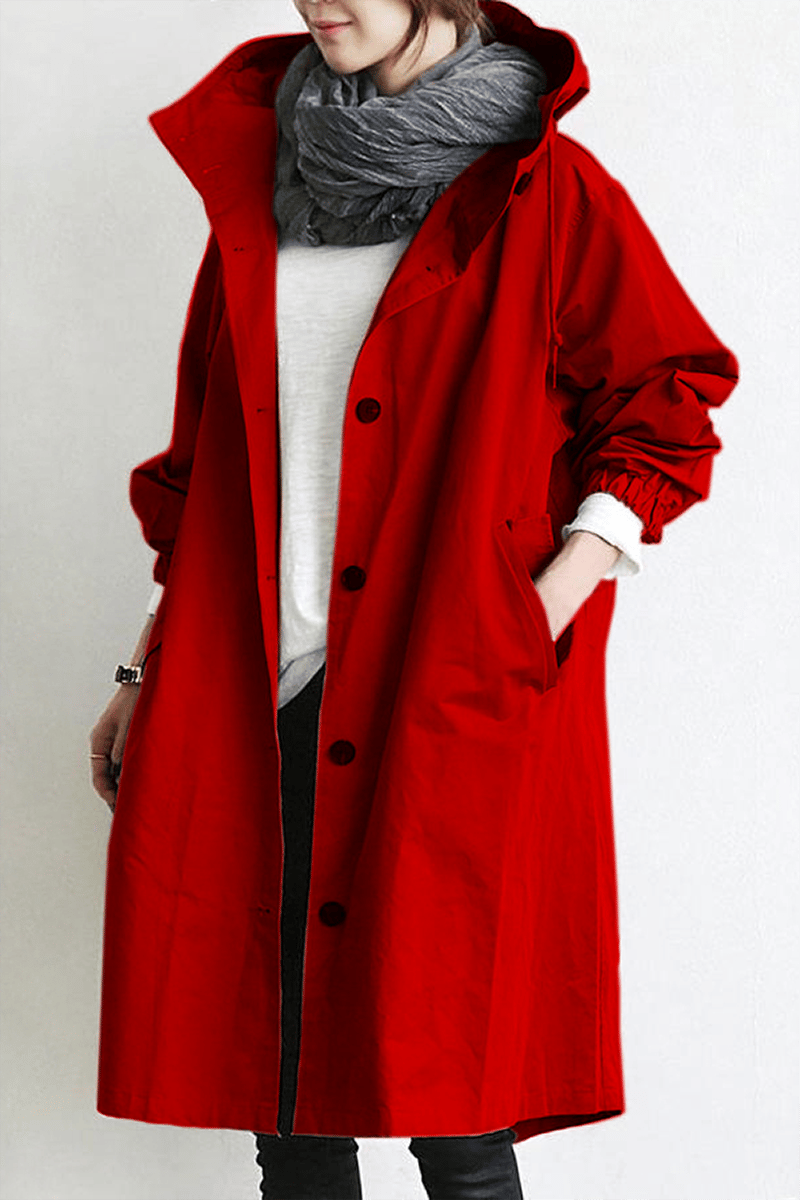 Manteau de pluie femme | Manteau long imperméable à capuche avec fermeture zippée pour les jours de pluie