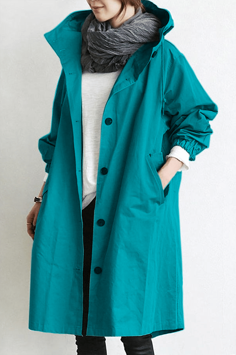 Manteau de pluie femme | Manteau long imperméable à capuche avec fermeture zippée pour les jours de pluie