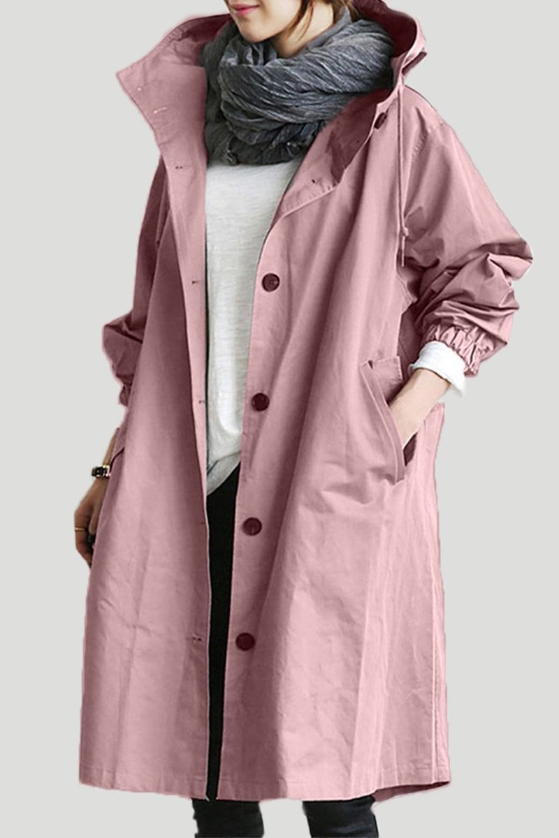 Manteau de pluie femme | Manteau long imperméable à capuche avec fermeture zippée pour les jours de pluie